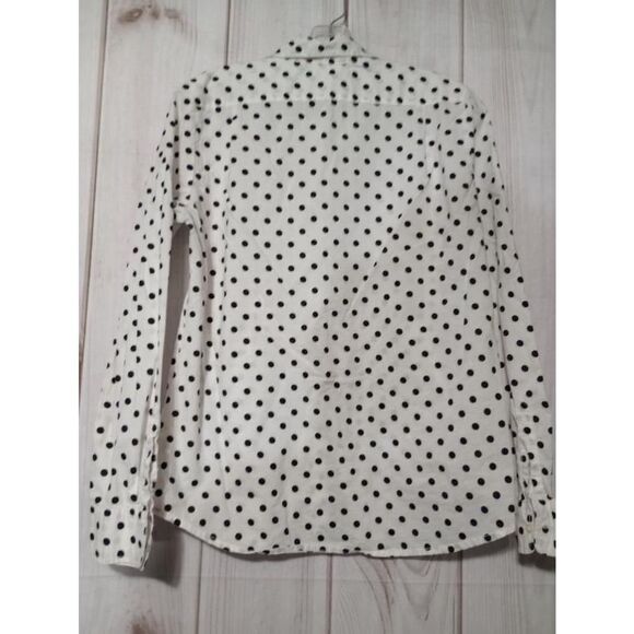 Joe Fresh Shirt‎ Ladies Medium Polka Dot Button Down Shirt White Black - Picture 2 of 7